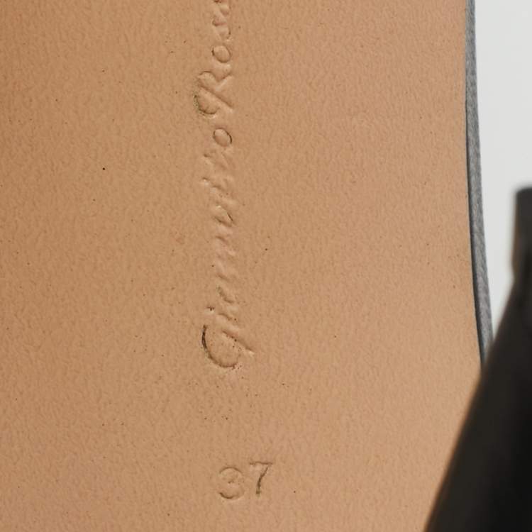 Pre Owned Gianvito Rossi Black Leather Portofino Ankle Strap Sandals Size 37