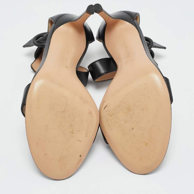 Pre Owned Gianvito Rossi Black Leather Portofino Ankle Strap Sandals Size 37