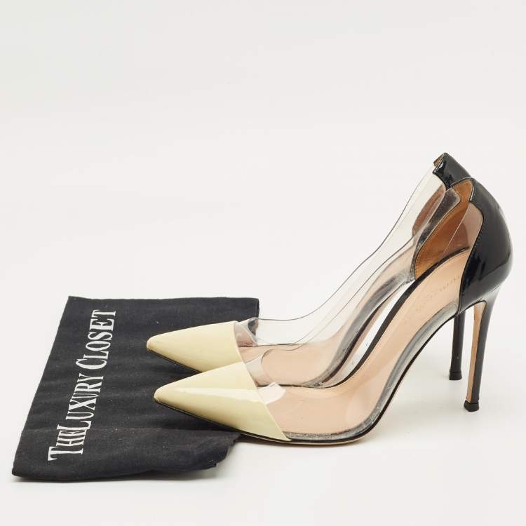 Pre Owned Gianvito Rossi Multicolor Patent Leather and  PVC Plexi Pointed Toe Pumps Size 39