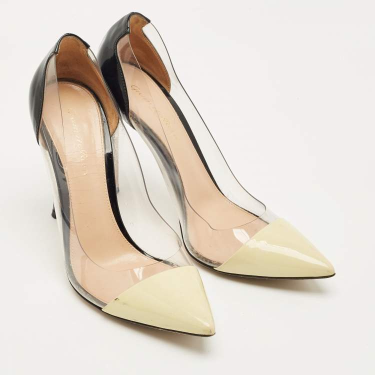 Pre Owned Gianvito Rossi Multicolor Patent Leather and  PVC Plexi Pointed Toe Pumps Size 39