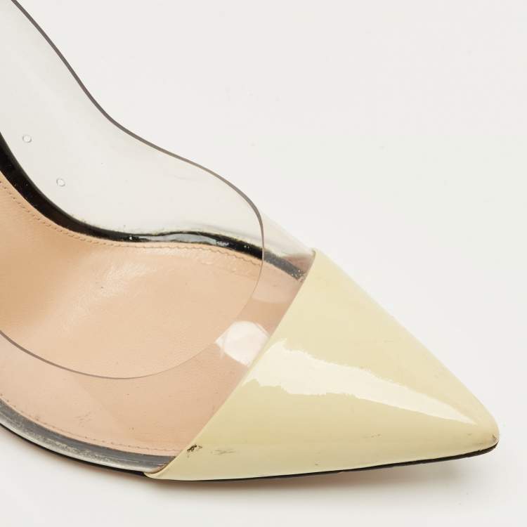 Pre Owned Gianvito Rossi Multicolor Patent Leather and  PVC Plexi Pointed Toe Pumps Size 39