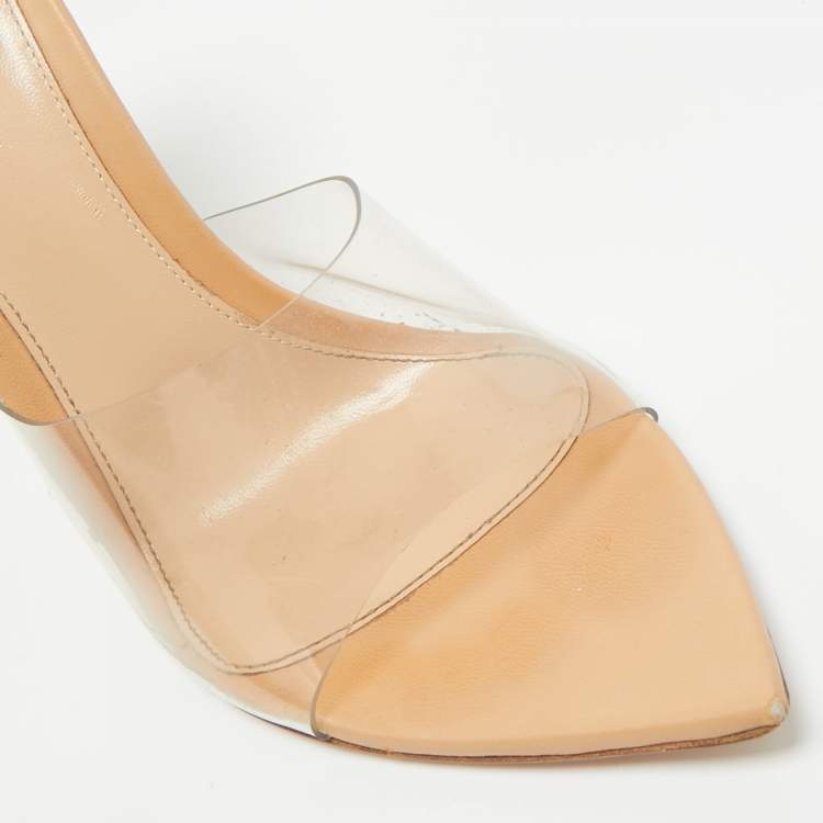 Pre Owned Gianvito Rossi Transparent PVC Elle Slide Sandals Size 39
