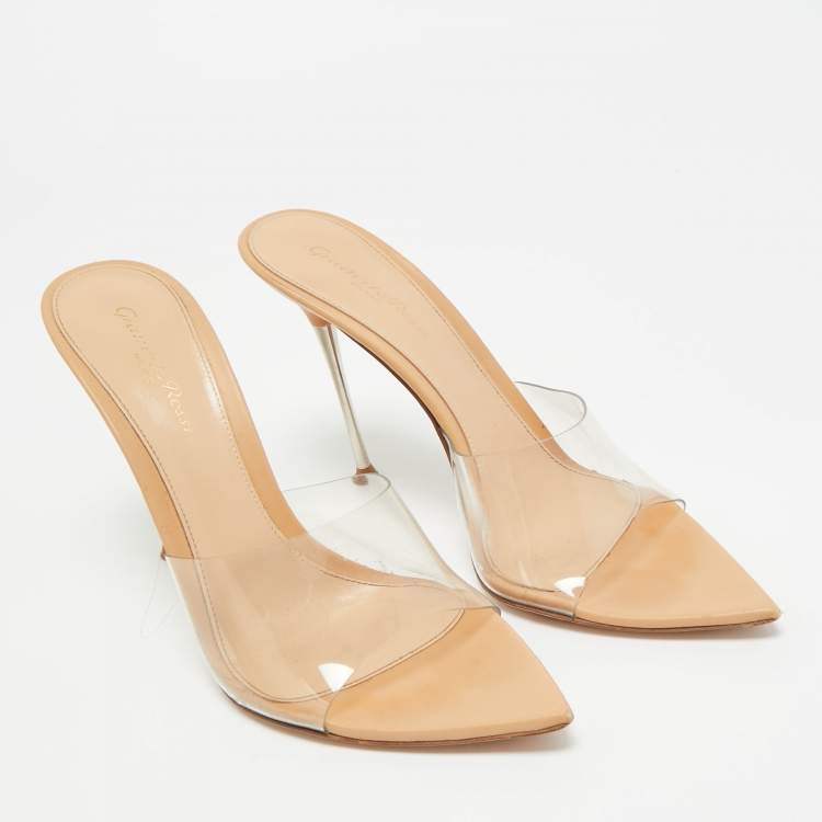 Pre Owned Gianvito Rossi Transparent PVC Elle Slide Sandals Size 39