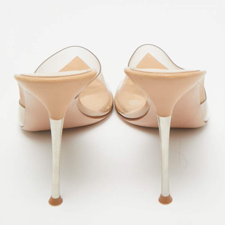 Pre Owned Gianvito Rossi Transparent PVC Elle Slide Sandals Size 39