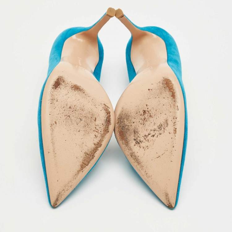 Pre Owned Gianvito Rossi Blue Suede Portofino Pumps Size 39