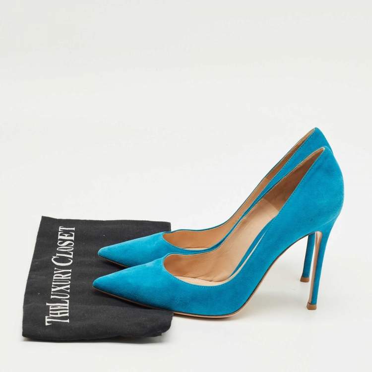 Pre Owned Gianvito Rossi Blue Suede Portofino Pumps Size 39
