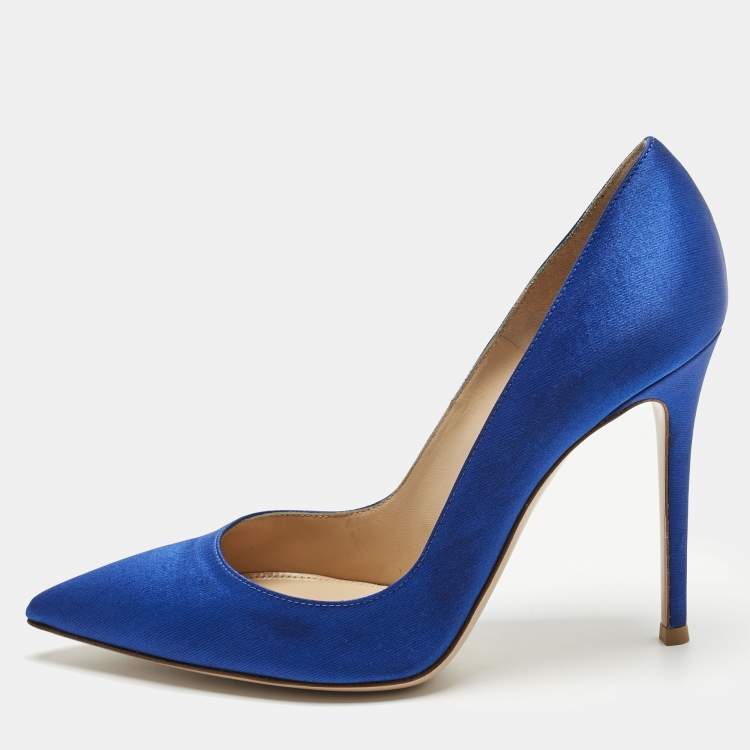 Pre Owned Gianvito Rossi Royal Blue Satin Gianvito Pumps Size 39