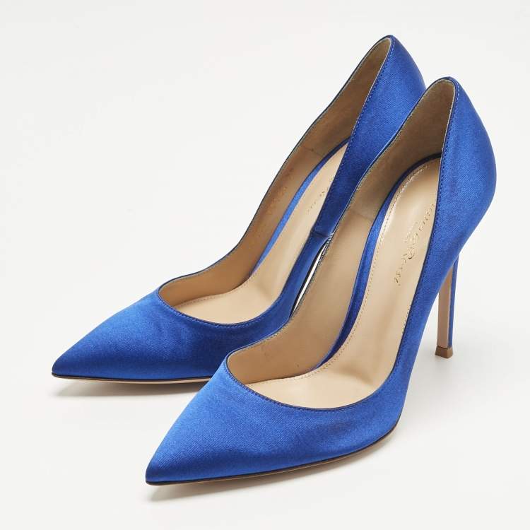 Pre Owned Gianvito Rossi Royal Blue Satin Gianvito Pumps Size 39