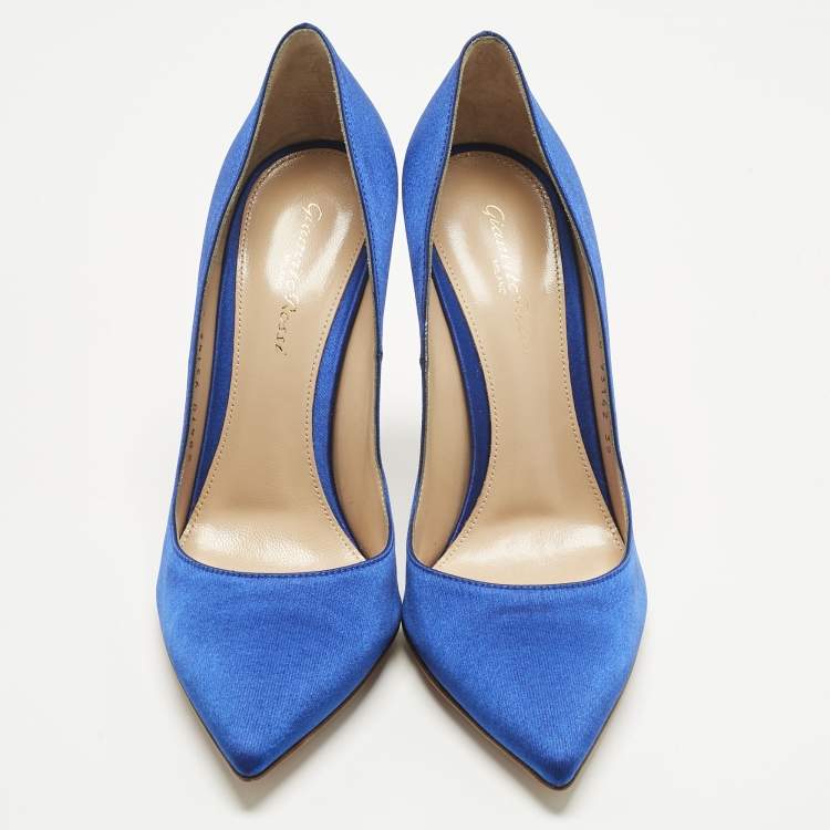 Pre Owned Gianvito Rossi Royal Blue Satin Gianvito Pumps Size 39