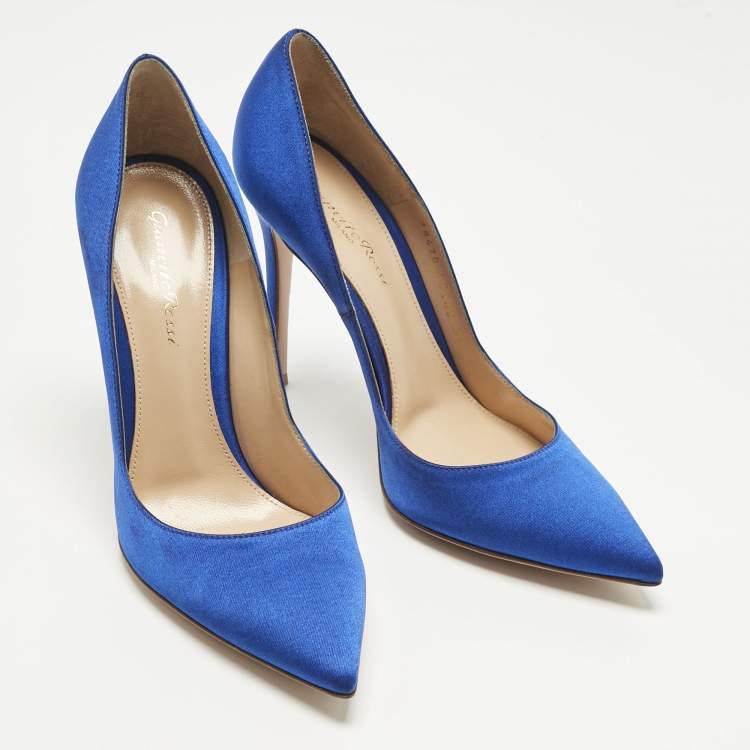 Pre Owned Gianvito Rossi Royal Blue Satin Gianvito Pumps Size 39