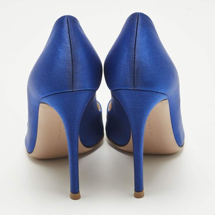 Pre Owned Gianvito Rossi Royal Blue Satin Gianvito Pumps Size 39