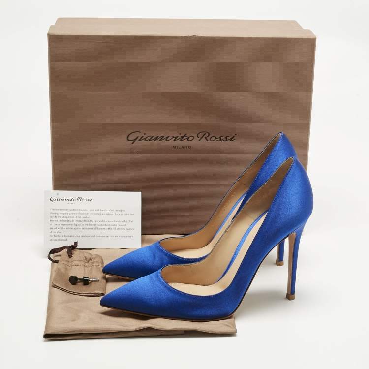 Pre Owned Gianvito Rossi Royal Blue Satin Gianvito Pumps Size 39