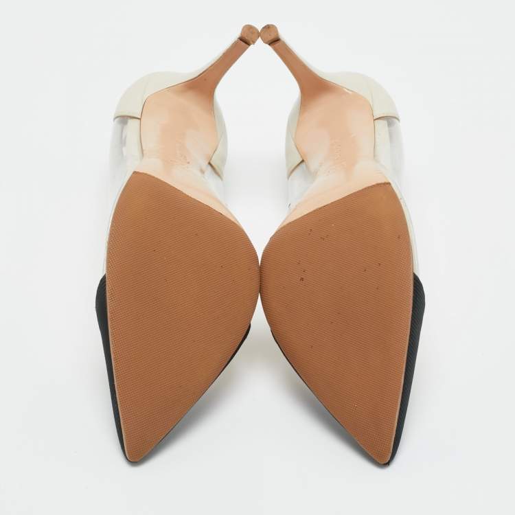 Pre Owned Gianvito Rossi Tricolor Fabric and Leather Plexi Pumps Size 39
