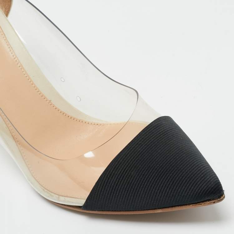 Pre Owned Gianvito Rossi Tricolor Fabric and Leather Plexi Pumps Size 39