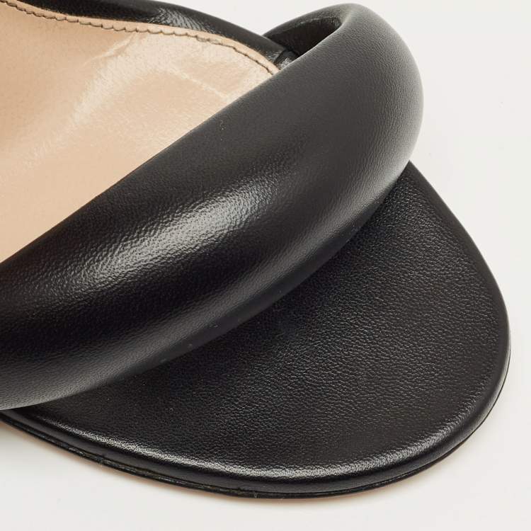 Pre Owned Gianvito Rossi Black Leather Bijoux Ankle Strap Sandals Size 39