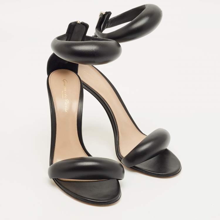 Pre Owned Gianvito Rossi Black Leather Bijoux Ankle Strap Sandals Size 39