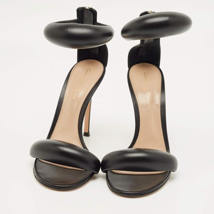 Pre Owned Gianvito Rossi Black Leather Bijoux Ankle Strap Sandals Size 39