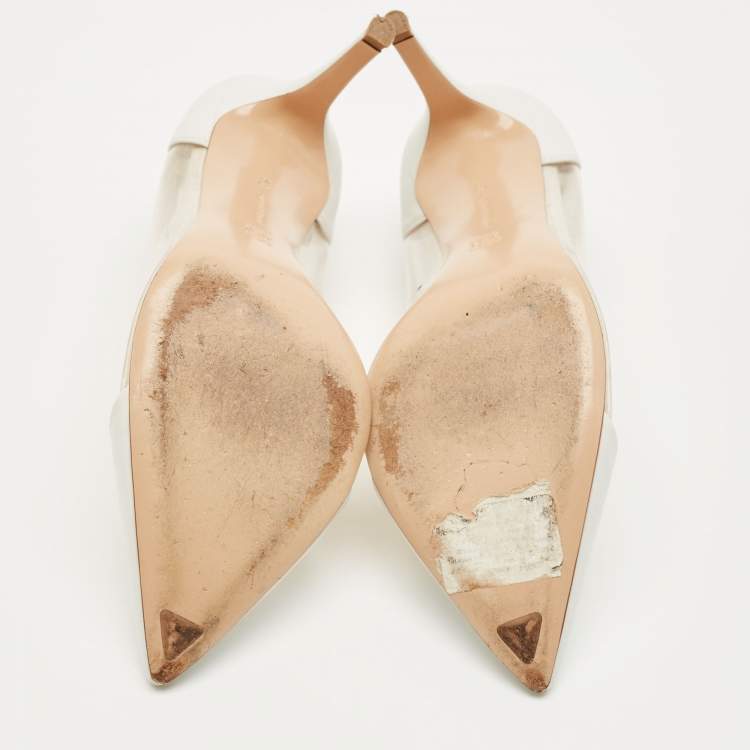 Pre Owned Gianvito Rossi White/Transparent Leather and PVC Plexi Pumps Size 38.5