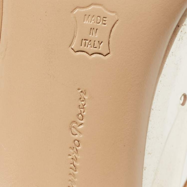 Pre Owned Gianvito Rossi Beige Leather and PVC Plexi Pointed Toe Pumps Size 39