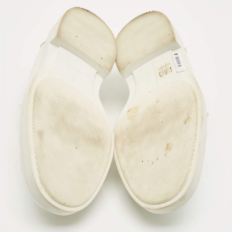 Pre Owned Gianvito Rossi White Leather Slip On Loafers  Size 41