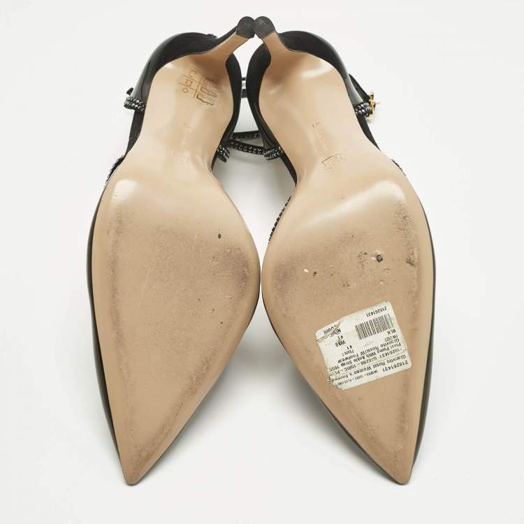 Pre Owned Gianvito Rossi Black PVC Sabin Crystal Ankle Strap Sandals Size 41