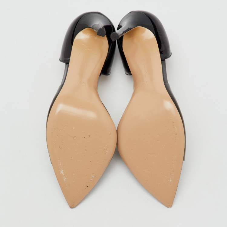 Pre Owned Gianvito Rossi Black Patent Leather and PVC Bree D'orsay Pumps Size 41.5