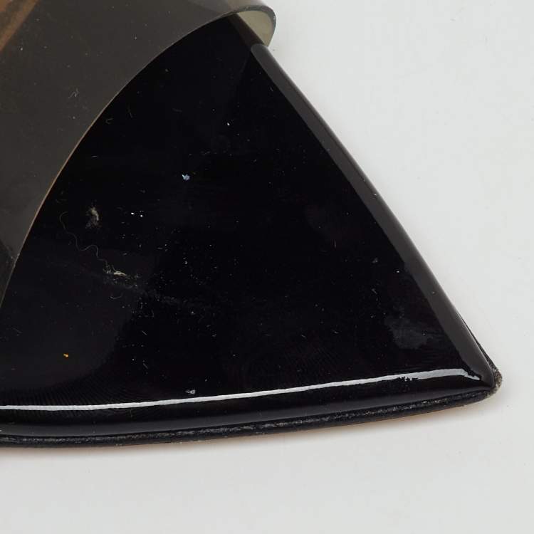 Pre Owned Gianvito Rossi Black Patent Leather and PVC Bree D'orsay Pumps Size 41.5