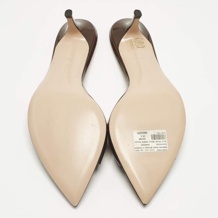 Pre Owned Gianvito Rossi Brown PVC Plexi Slide Sandals Size 39.5