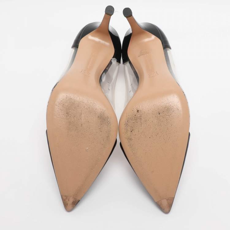 Pre Owned Gianvito Rossi Black Patent Leather and PVC Plexi Pumps Size 38
