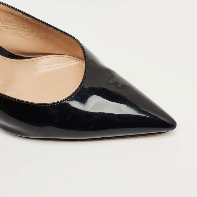 Pre Owned Gianvito Rossi Black Patent Plexi Mules Size 36