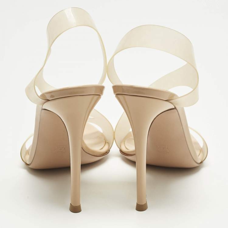 Pre Owned Gianvito Rossi Beige PVC Metropolis Sandals Size 38