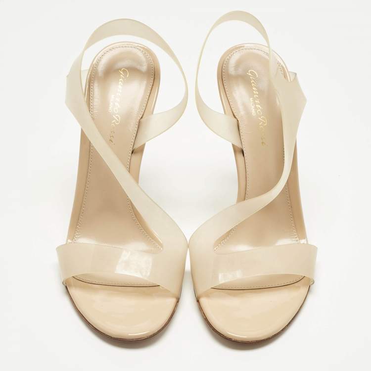 Pre Owned Gianvito Rossi Beige PVC Metropolis Sandals Size 38