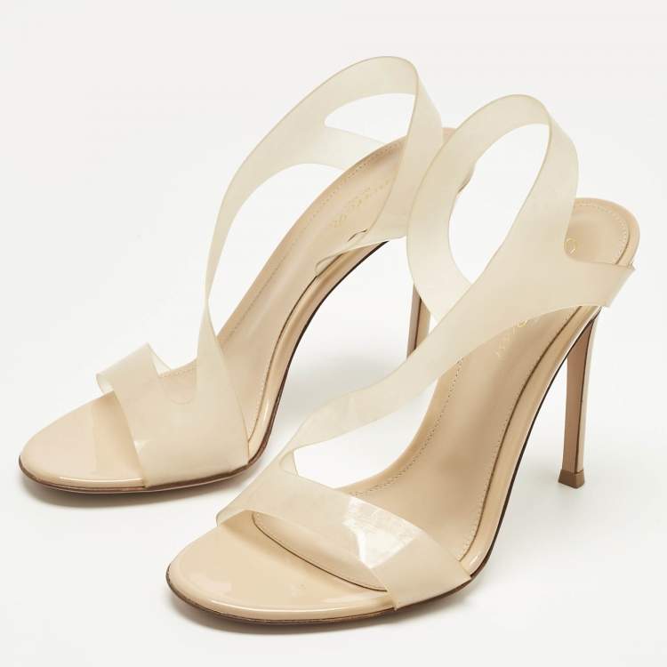 Pre Owned Gianvito Rossi Beige PVC Metropolis Sandals Size 38