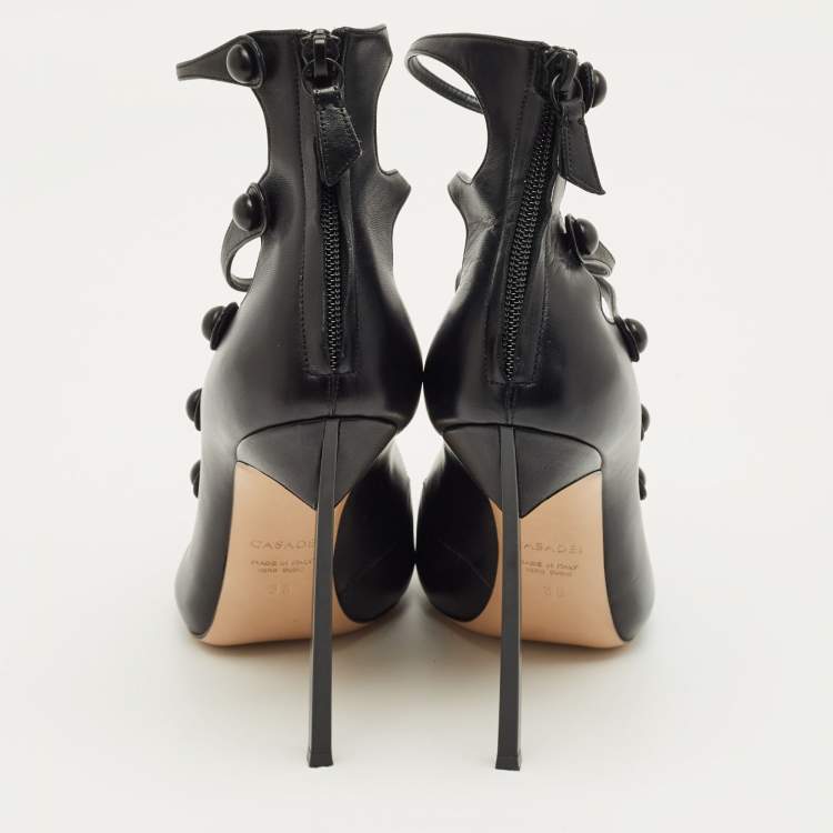 Pre Owned Gianvito Rossi Black Leather Strappy Pumps Size 38