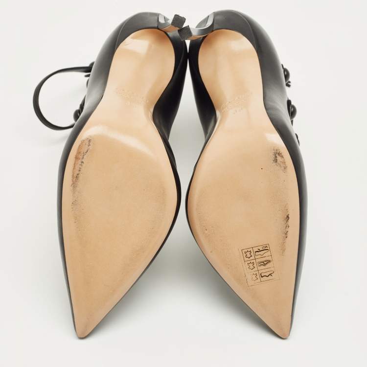 Pre Owned Gianvito Rossi Black Leather Strappy Pumps Size 38