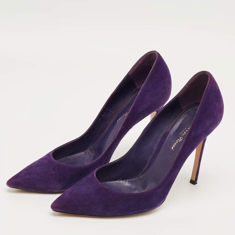 Pre Owned Gianvito Rossi Purple Suede Gianvito 105 Pumps Size 40.5