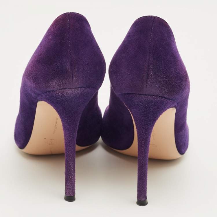Pre Owned Gianvito Rossi Purple Suede Gianvito 105 Pumps Size 40.5