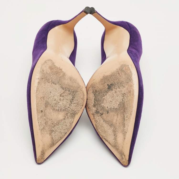 Pre Owned Gianvito Rossi Purple Suede Gianvito 105 Pumps Size 40.5