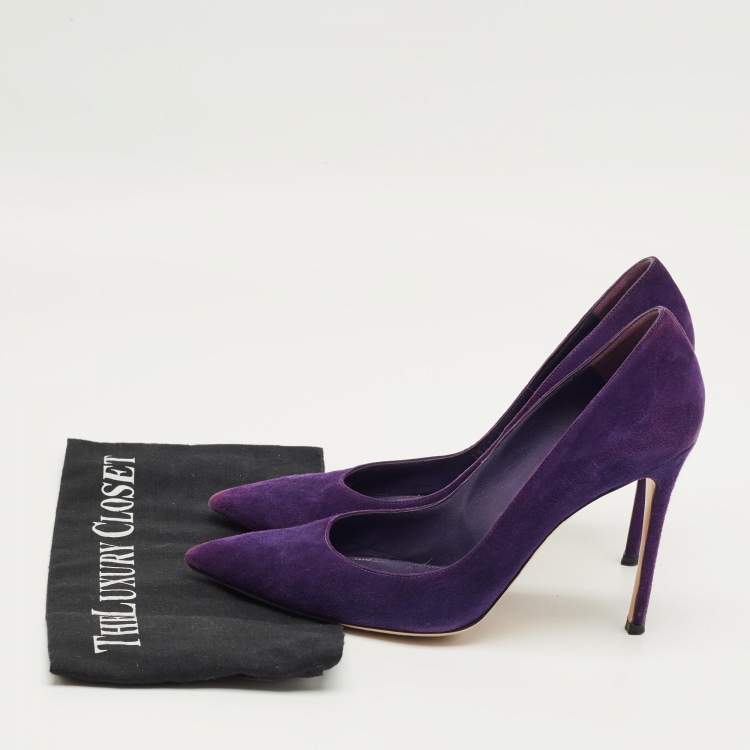 Pre Owned Gianvito Rossi Purple Suede Gianvito 105 Pumps Size 40.5