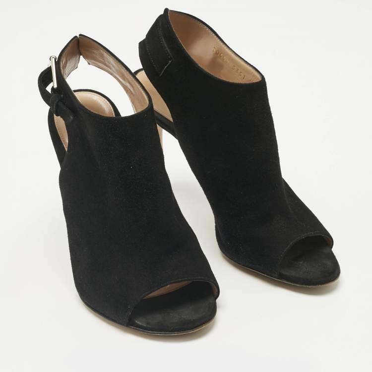 Pre Owned Gianvito Rossi Black Suede Open Toe Slingback Sandals Size 37