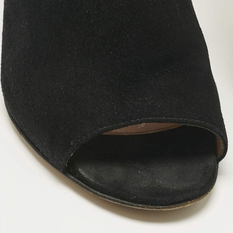 Pre Owned Gianvito Rossi Black Suede Open Toe Slingback Sandals Size 37