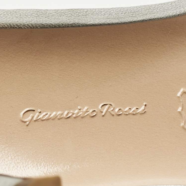 Pre Owned Gianvito Rossi Silver Leather  Ankle Strap Sandals Size 39.5