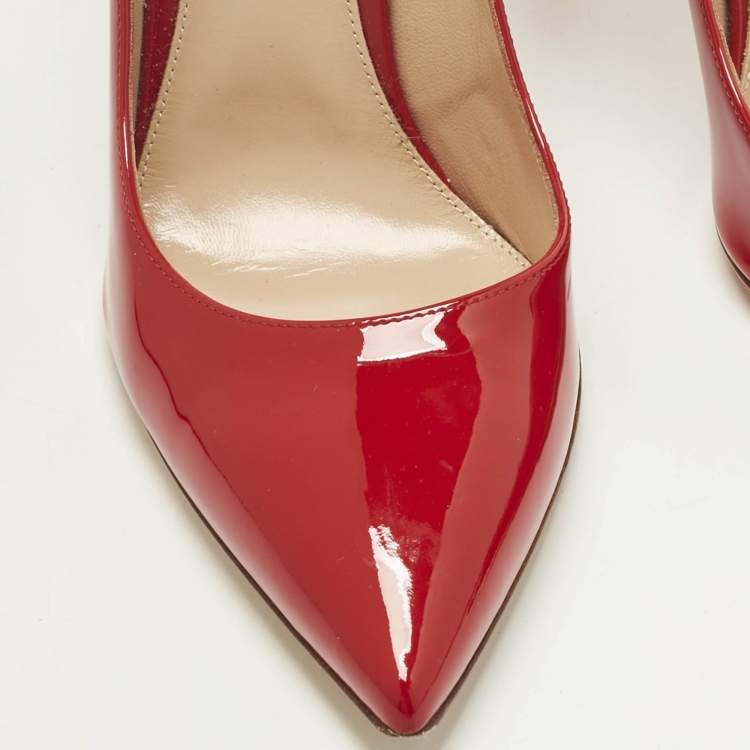 Pre Owned Gianvito Rossi Red Patent Leather Gianvito Pointed Toe Pumps Size 40