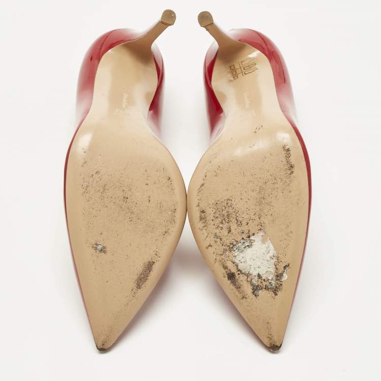 Pre Owned Gianvito Rossi Red Patent Leather Gianvito Pointed Toe Pumps Size 40