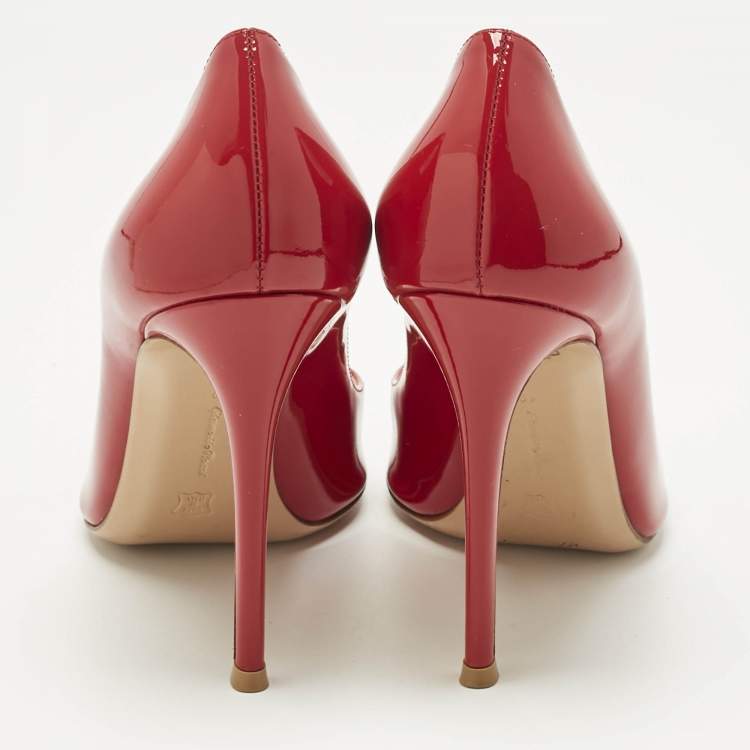 Pre Owned Gianvito Rossi Red Patent Leather Gianvito Pointed Toe Pumps Size 40