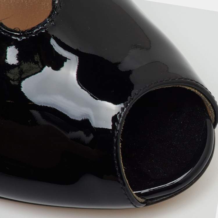 مملوكة مسبقًا Gianvito Rossi Black Patent Leather Vamp Booties Size 39.5