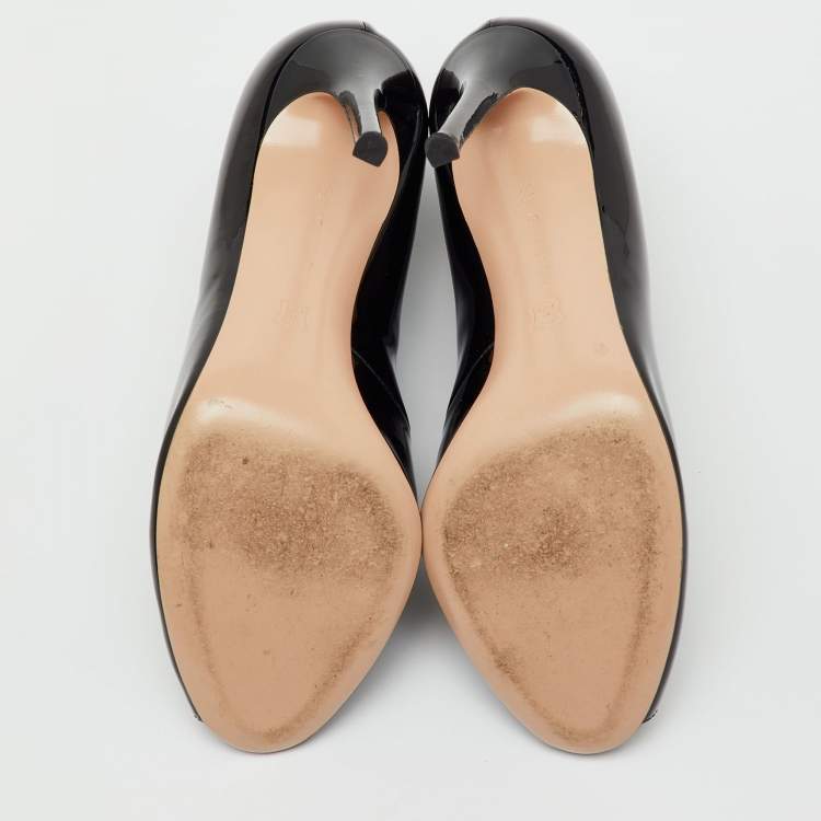 مملوكة مسبقًا Gianvito Rossi Black Patent Leather Vamp Booties Size 39.5