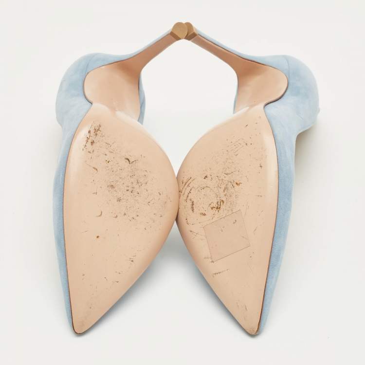 Pre Owned Gianvito Rossi Blue Suede Gianvito 85 Pumps Size 34