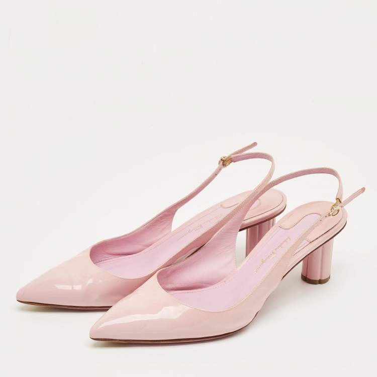 Pre Owned Gianvito Rossi Purple Patent Leather Slingback Pointed Toe Pumps Size 40