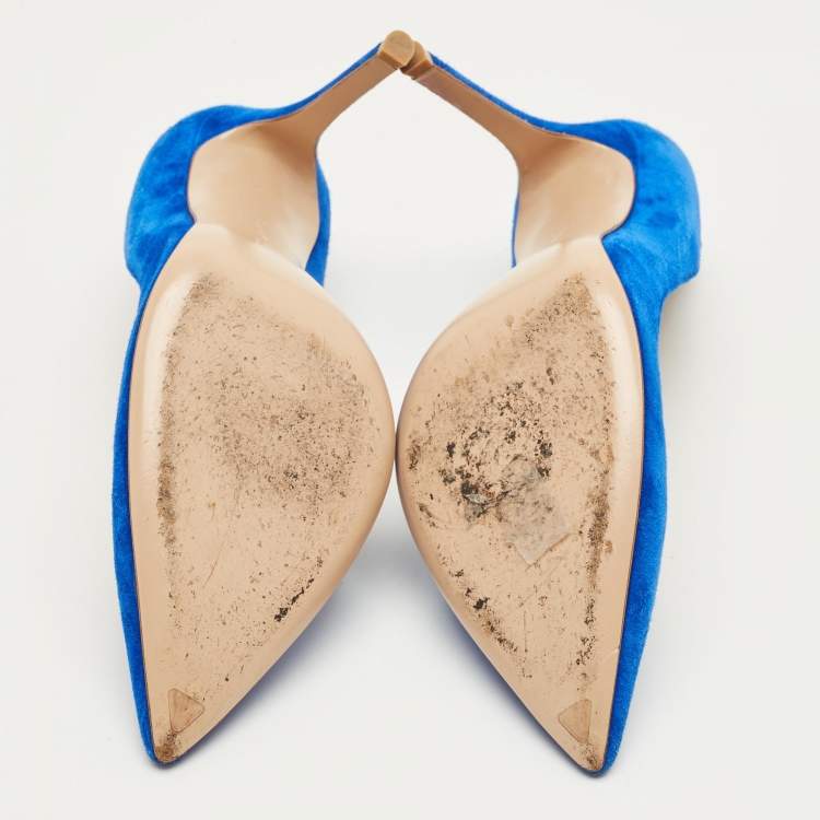 Pre Owned Gianvito Rossi Blue Suede Gianvito 105 Pumps Size 38.5